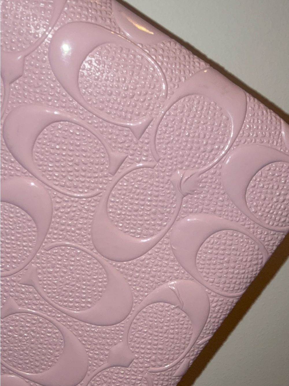COACH Pink Signature Embossed Leather Wristlet - Picture 4 of 6